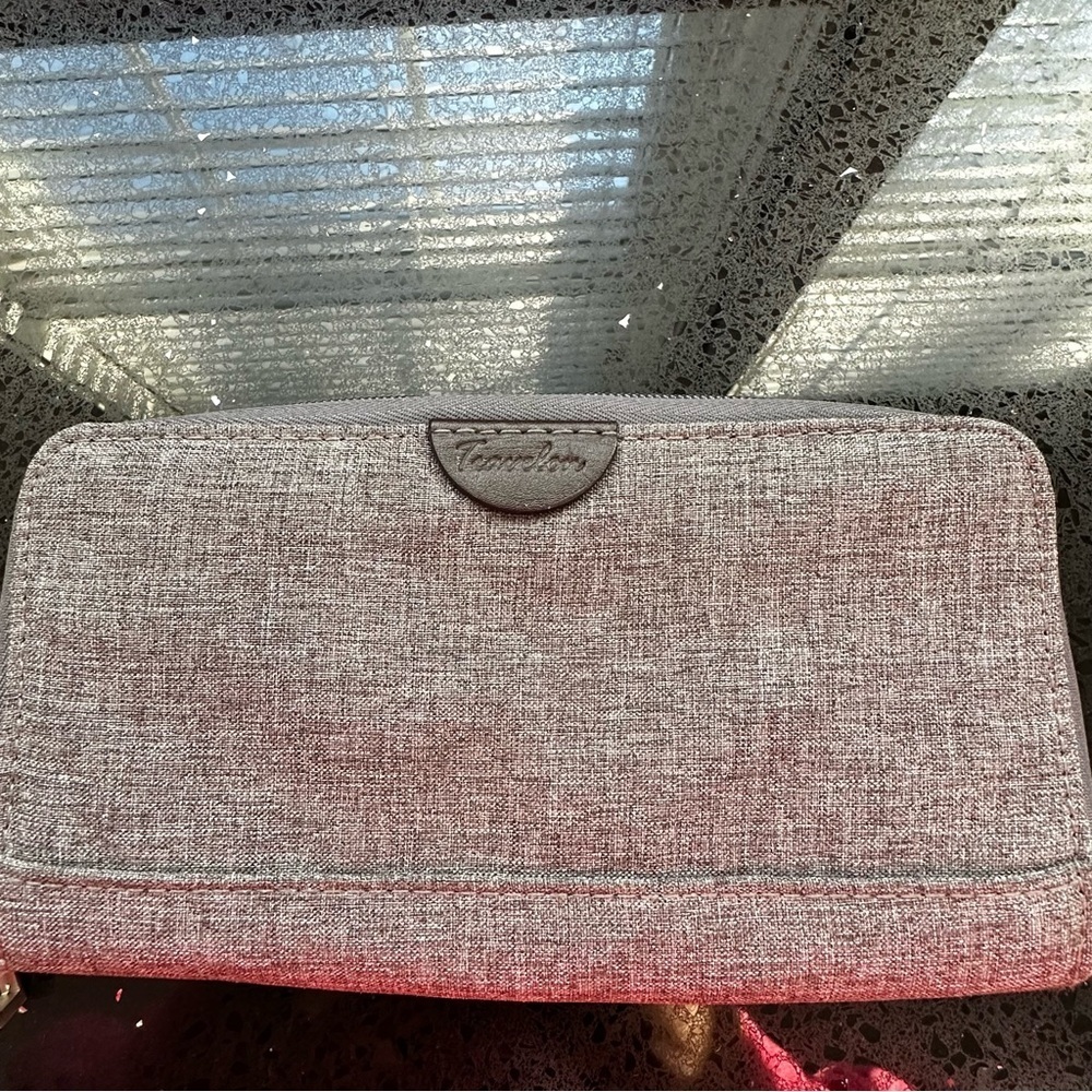 Travelon RFID Blocking Zip-Around Slim Wallet - Heather Grey & Teal